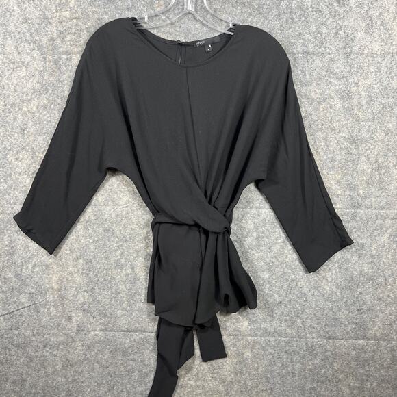 Gibson Size Small Women’s Tie Front Blouse Black Dressy 3/4 Sleeves Pullover EUC - Picture 6 of 9